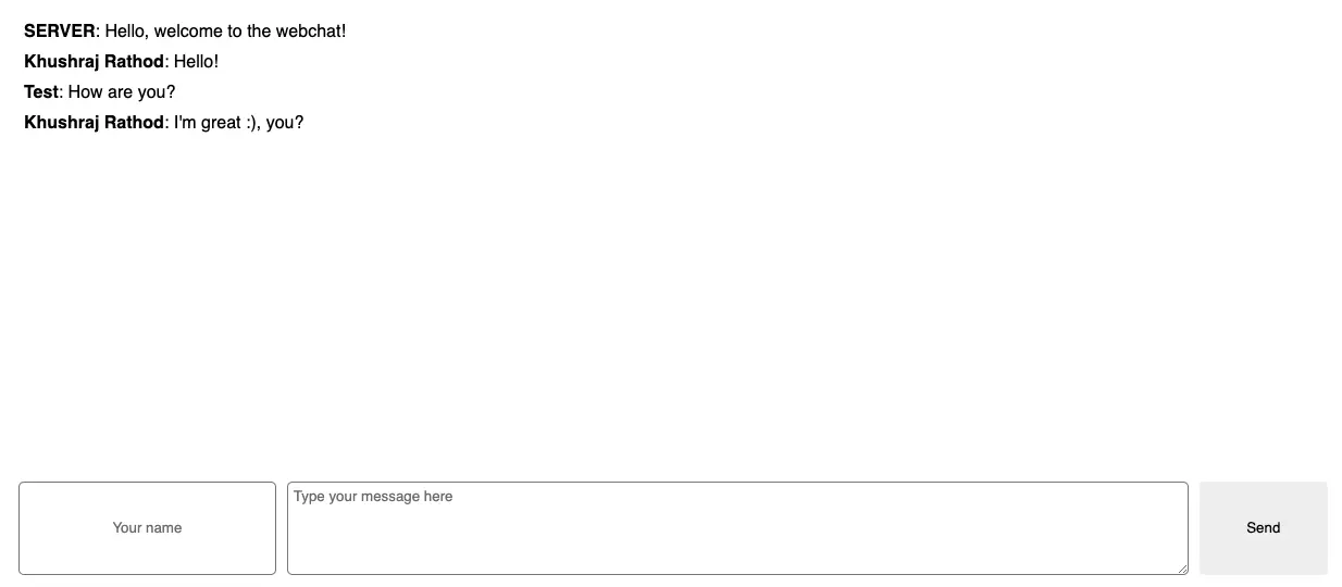 Simple web chat interface with a few messages between two users